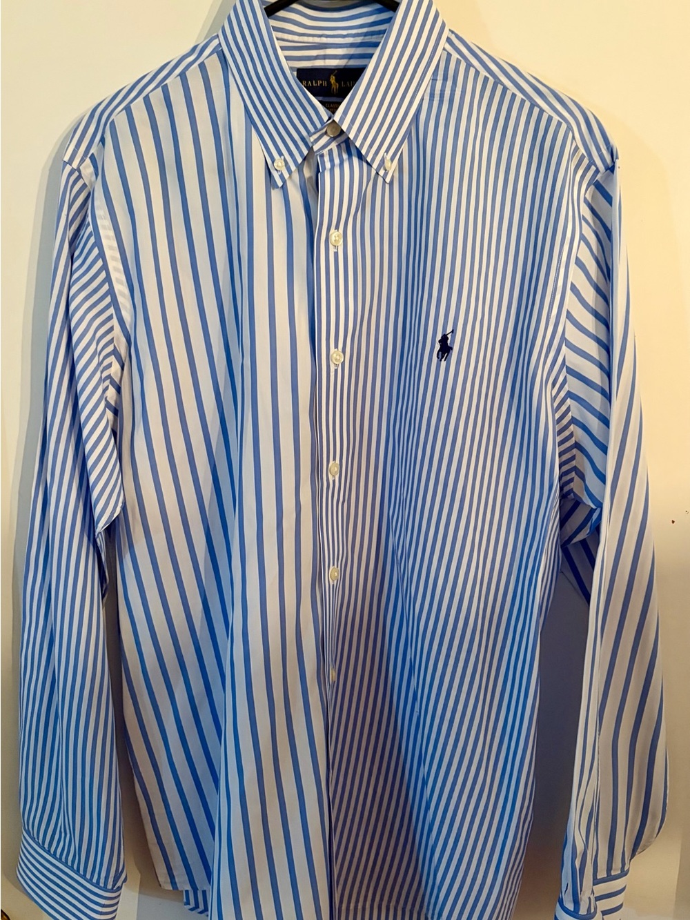 Ralph Lauren Blue and White Striped Button-Down Shirt